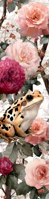 Free printable frog bookmark featuring classic soft pattern frog with flowers